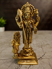 Brass Murugan with Peacock Idol 6 Inch | Lord Murugan Subramanya Swamy Statue with Vel | Hindu God Idol for Pooja Room & Home Temple