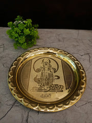 Premium Engraved Brass Murugan Pooja Thali | Sacred Kartikeya Thamboolam Plate for Vastu & Victory