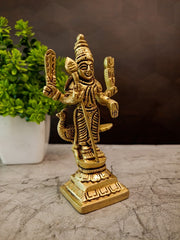 Compact Brass Murugan Idol | Premium Small-Scale Kartikeya Statue for Vastu, Apartments & Heritage Gifting