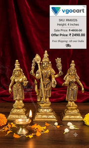 Divine Brass Murugan With Valli DeivanaiSupreme Trinity of Wisdom and Action for Vastu & Marital Harmony