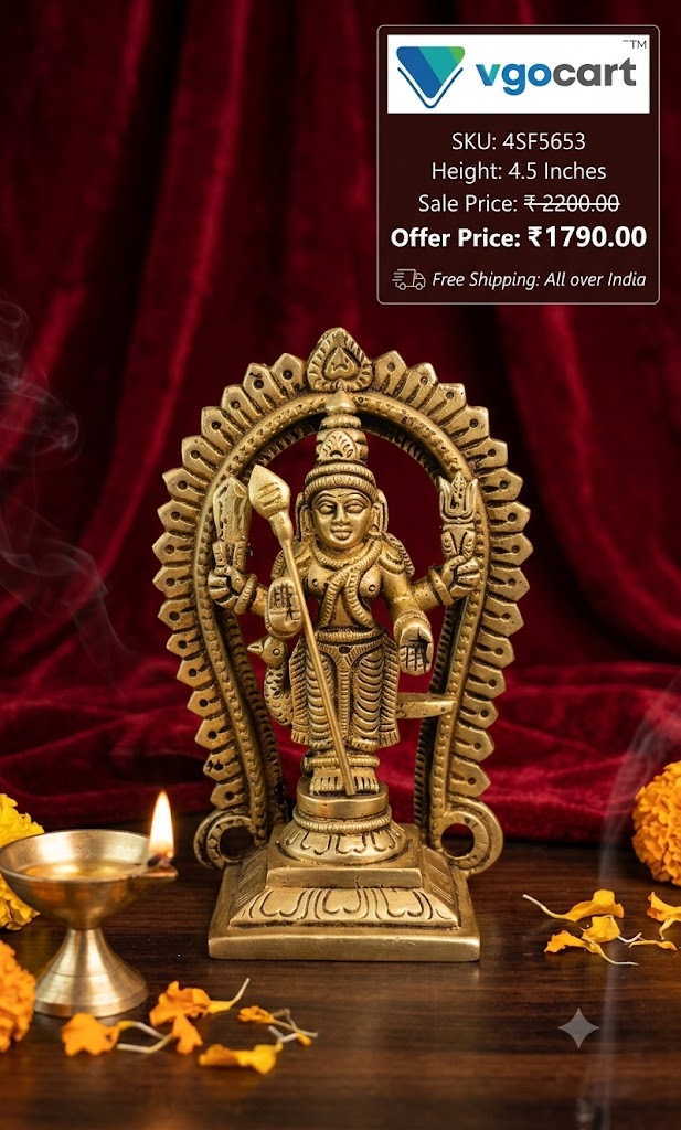 Majestic Brass Murugan with Prabhavali Arch | Premium Kartikeya Temple Shrine for Vastu & Victory