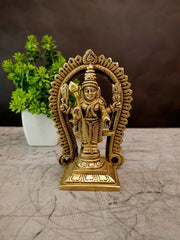 Majestic Brass Murugan with Prabhavali Arch | Premium Kartikeya Temple Shrine for Vastu & Victory