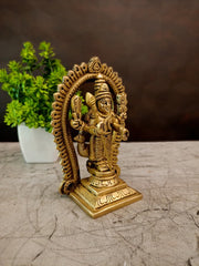 Majestic Brass Murugan with Prabhavali Arch | Premium Kartikeya Temple Shrine for Vastu & Victory