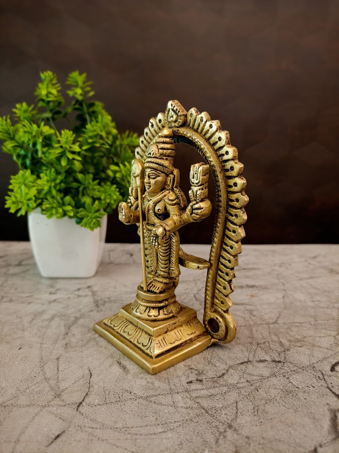 Majestic Brass Murugan with Prabhavali Arch | Premium Kartikeya Temple Shrine for Vastu & Victory