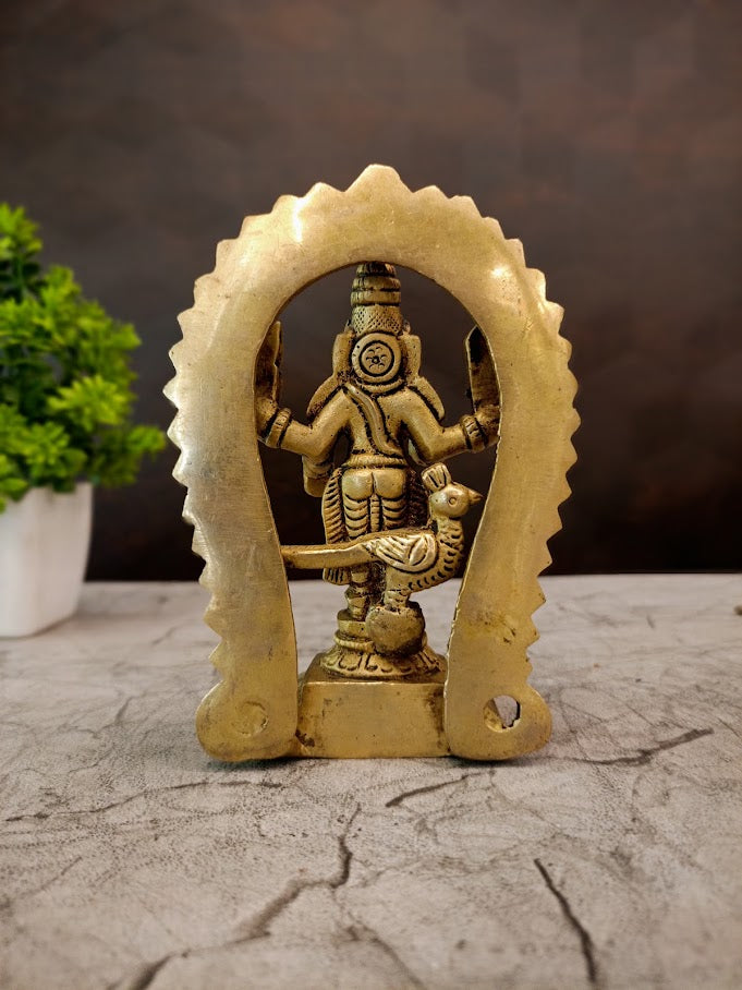 Majestic Brass Murugan with Prabhavali Arch | Premium Kartikeya Temple Shrine for Vastu & Victory