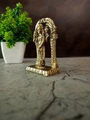 Brass Fine Art Murugan with Arch | Miniature Kartikeya Idol with Prabhavali for Pooja & Car Dashboard