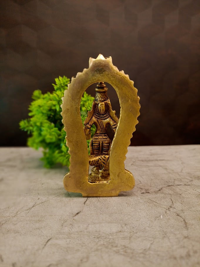 Divine Brass Small Murugan With Arch Antique Finish Skanda with Prabhavali for Supreme Victory