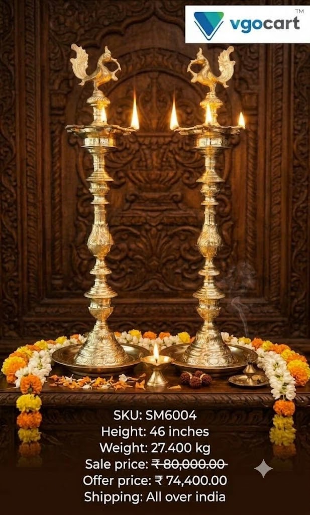 Premium Brass Nachiyar Annam Kuthu Vilakku Pair | Authentic Temple-Grade Standing Deepam for Vastu & Heritage Wedding Decor