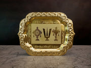 Compact Brass Perumal Namam Rectangle Plate | Sacred Tirupati Balaji Thamboolam Tray for Pooja & Gifting