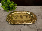 Compact Brass Perumal Namam Rectangle Plate | Sacred Tirupati Balaji Thamboolam Tray for Pooja & Gifting