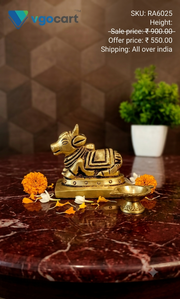 Premium Brass Nandi Idol | Sacred Shiva Vahana Bull Statue for Vastu & Temple Devotion