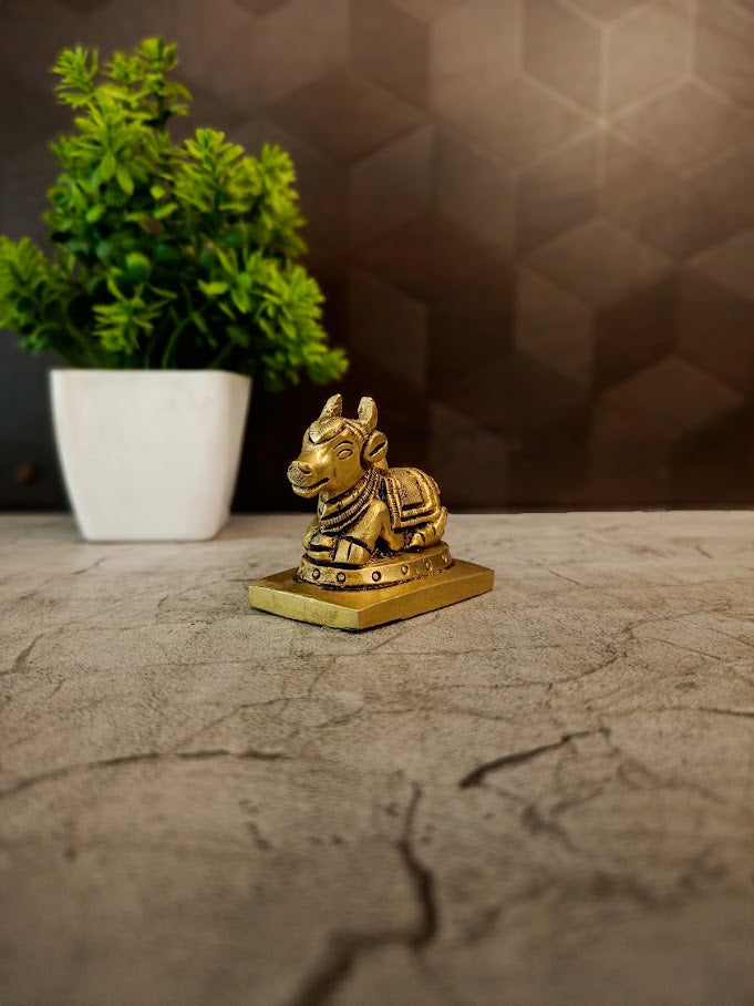 Premium Brass Nandi Idol | Sacred Shiva Vahana Bull Statue for Vastu & Temple Devotion