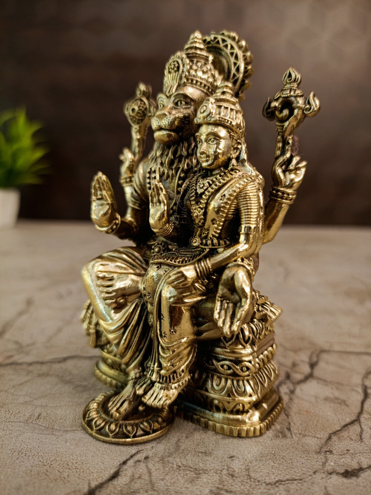 Premium Brass Fine Art Lakshmi Narasimhar Idol | Divine Protector & Wealth Deity Statue for Vastu & Pooja