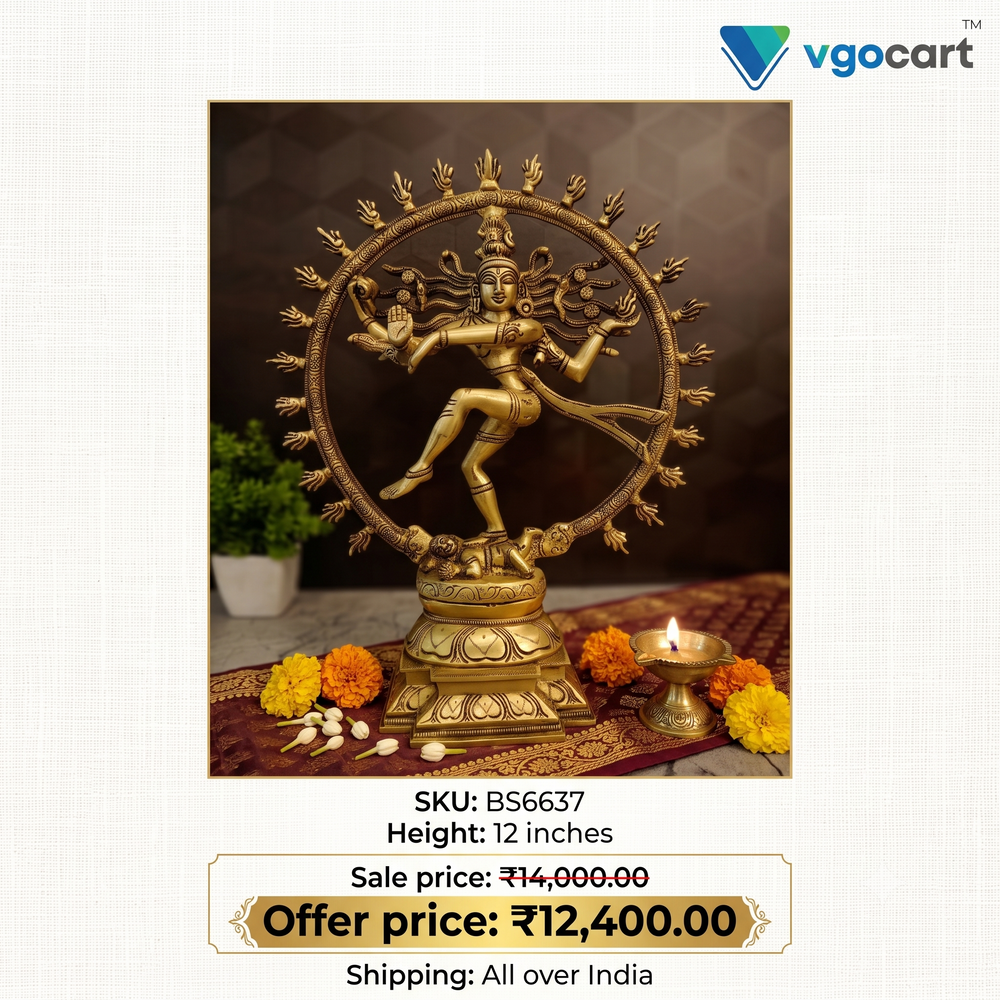 Premium Brass Natarajar Idol | Grand Cosmic Dancer Lord Shiva Statue for Vastu & Heritage Decor