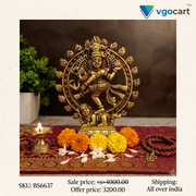 Premium Brass Natarajar Idol | Cosmic Dancer Lord Shiva Statue for Vastu & Art Decor