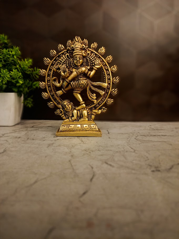 Premium Brass Natarajar Idol | Cosmic Dancer Lord Shiva Statue for Vastu & Art Decor