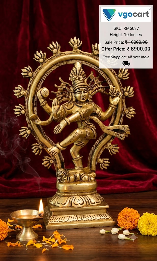 Divine Brass Fine Art Natarajar IdolSupreme Cosmic Dancer of Chidambaram for Vastu & Energy