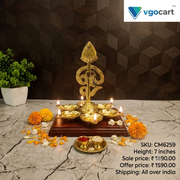 Premium Brass Six Face OM Diya Pranava Deepam for Vastu Peace & Festive Decor