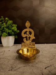 Premium Brass Om Diya with Vel | Sacred Murugan Vel Deepam for Vastu, Wisdom & Absolute Victory