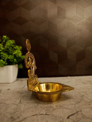 Premium Brass Om Diya with Vel | Sacred Murugan Vel Deepam for Vastu, Wisdom & Absolute Victory
