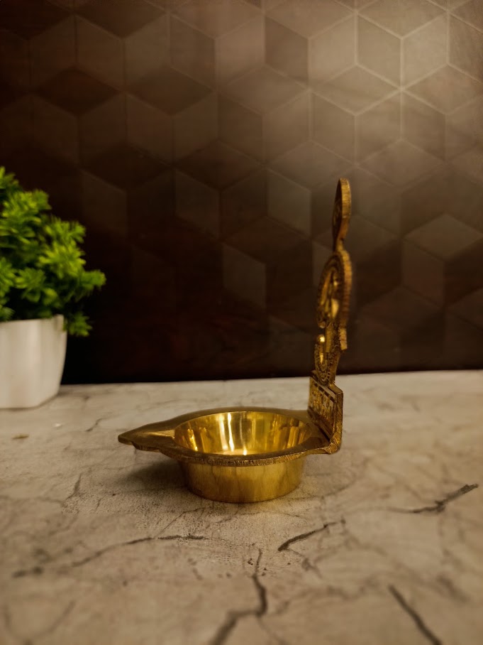 Premium Brass Om Diya with Vel | Sacred Murugan Vel Deepam for Vastu, Wisdom & Absolute Victory