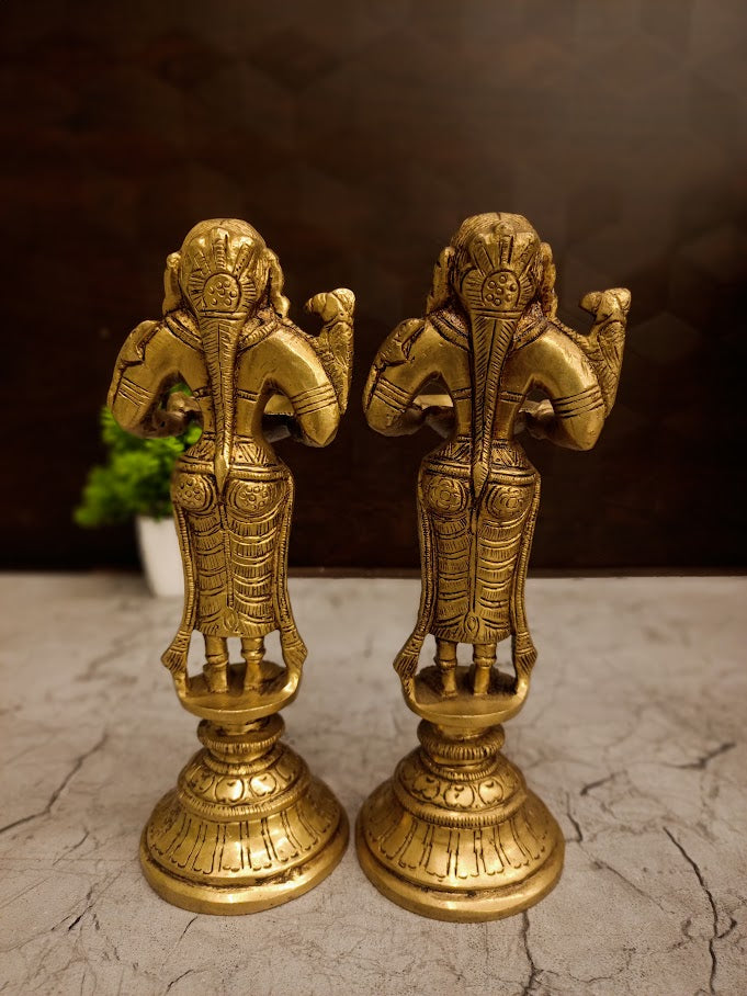Authentic Brass Paavai Vilakku Pair | Traditional Deepalakshmi Diya Set for Vastu & South Indian Entryway Decor