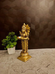 Premium Brass Pavai Diya | Traditional Lady Holding Lamp (Pavai Vilakku) for Pooja & Welcome Decor