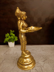 Classic Brass Deepalakshmi Pavai Vilakku | Authentic Lotus Base Diya for Vastu & South Indian Altar Decor