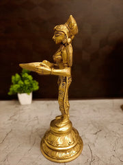 Classic Brass Deepalakshmi Pavai Vilakku | Authentic Lotus Base Diya for Vastu & South Indian Altar Decor