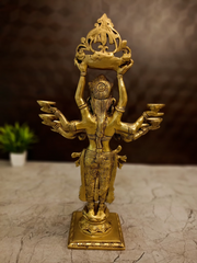 Masterpiece Brass 10-Hand Dasabhuja Paavai Diya | 15-Inch Grand Deepalakshmi for Vastu & Elite Temple Decor