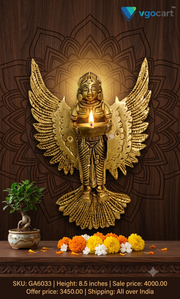 Premium Brass Pavai Diya Wall Mount | Traditional South Indian Maiden Lamp for Entryway & Vastu Decor