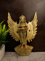 Premium Brass Pavai Diya Wall Mount | Traditional South Indian Maiden Lamp for Entryway & Vastu Decor