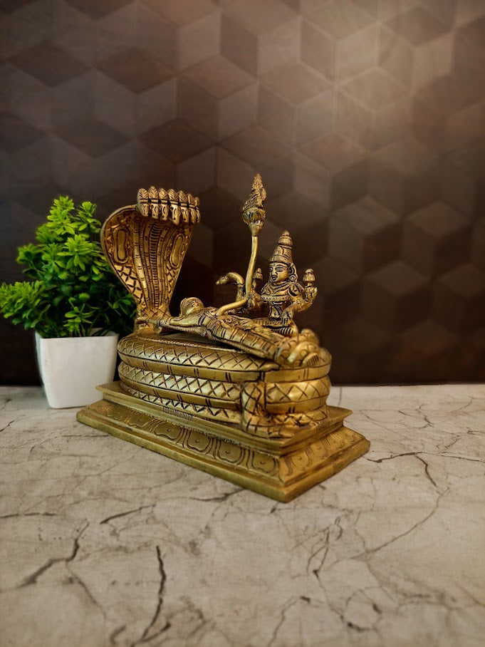 Premium Brass Lord Padmanathar Statue | Reclining Anantha Padmanabhaswamy Idol for Vastu & Supreme Wealth