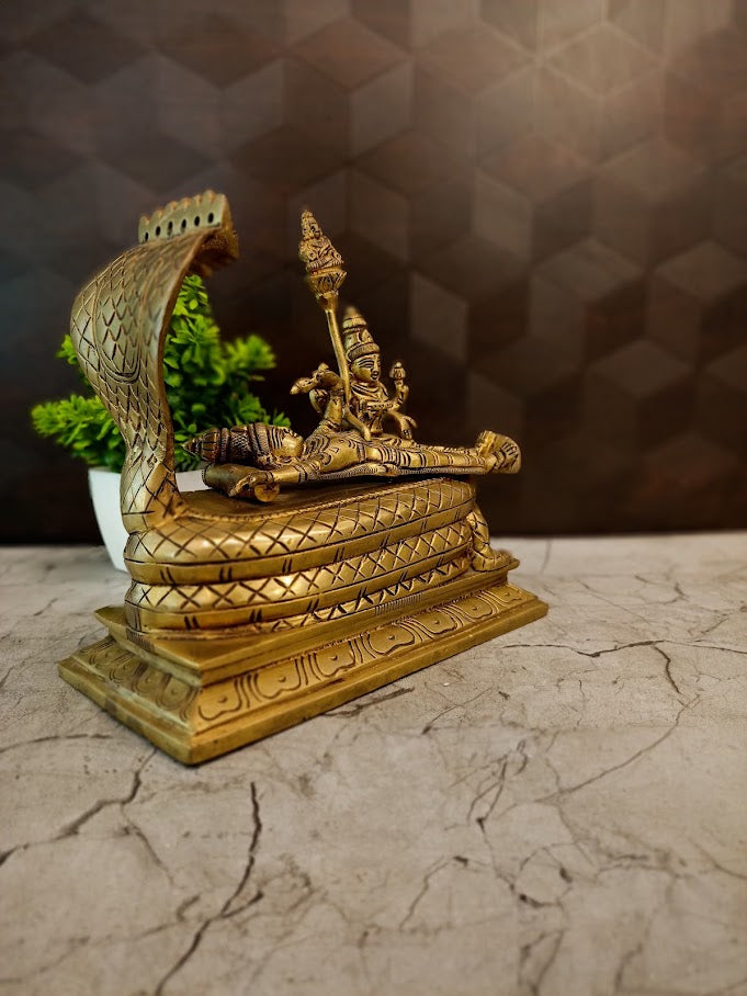 Premium Brass Lord Padmanathar Statue | Reclining Anantha Padmanabhaswamy Idol for Vastu & Supreme Wealth