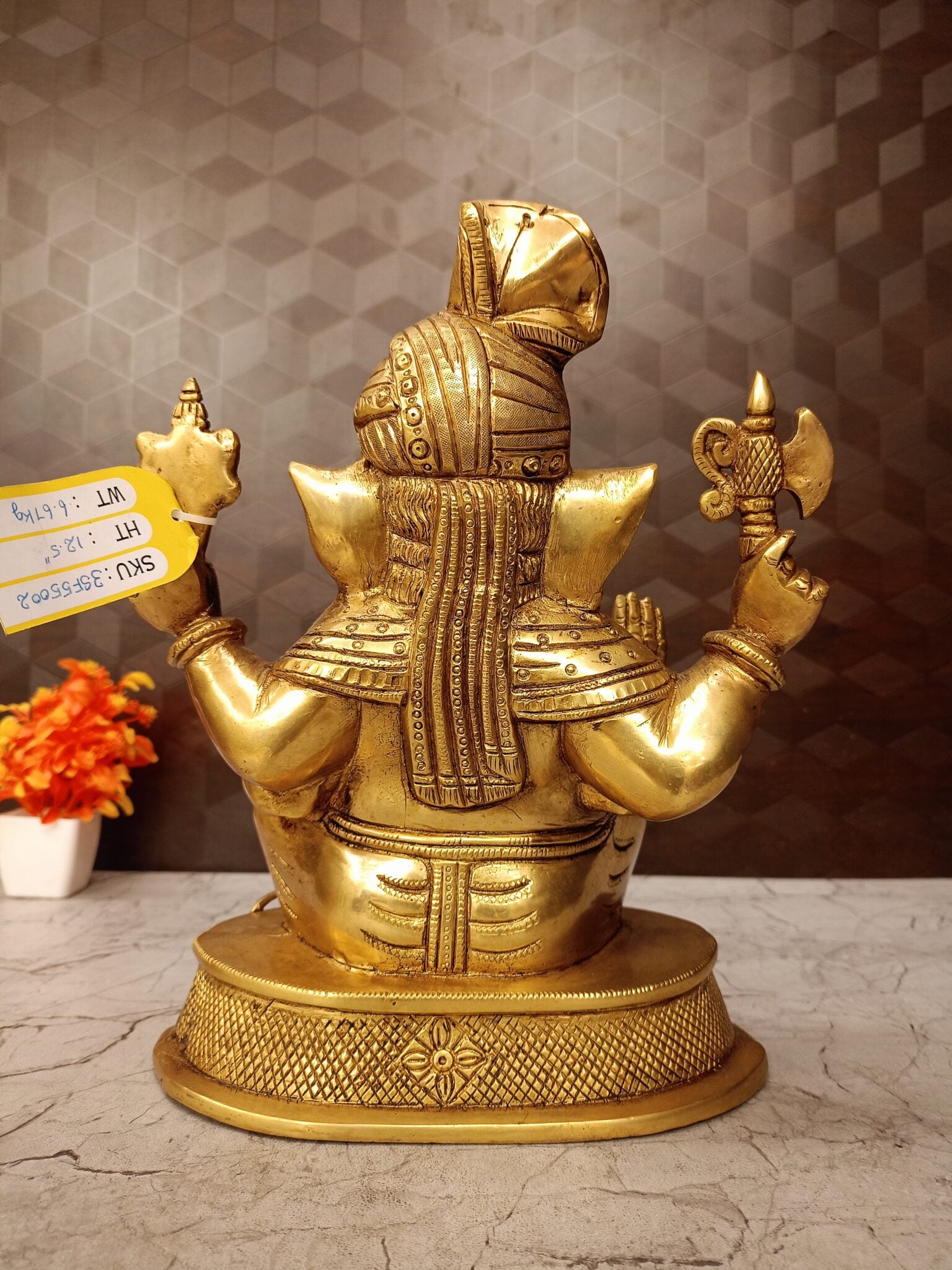 Brass Pagadi Ganesha Idol 12.5 Inch | Traditional Lord Ganesha Statue for Pooja Room, Home Decor & Gifting