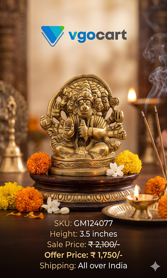 Buy Premium Antique Brass Pancha Muga Hanuman Idol For Vastu Shield And Sacred Home Decor