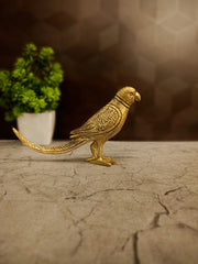 Handcrafted Solid Brass Parrot Showpiece | Pair of Lucky Love & Prosperity Birds for Home Decor