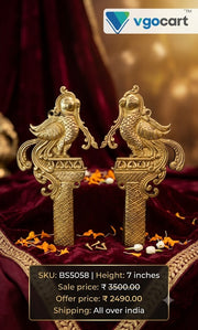 Symmetrical Brass Parrot Wall Bracket Pair | Antique Kili Mounts for Vastu & South Indian Architectural Decor
