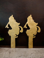 Symmetrical Brass Parrot Wall Bracket Pair | Antique Kili Mounts for Vastu & South Indian Architectural Decor