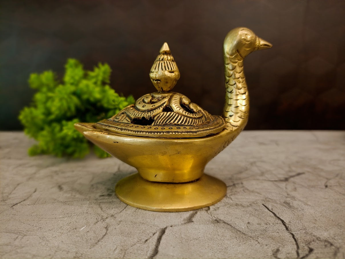Premium Brass Annam Dhoop Holder | Traditional Swan-Design Sambrani Stand for Vastu & Aura Purification