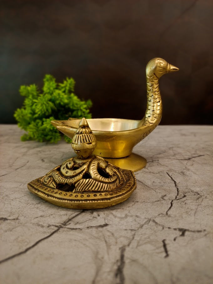 Premium Brass Annam Dhoop Holder | Traditional Swan-Design Sambrani Stand for Vastu & Aura Purification
