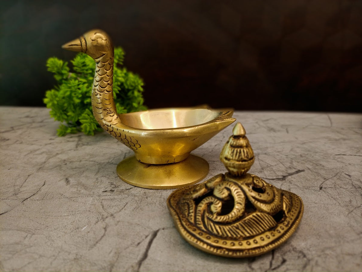 Premium Brass Annam Dhoop Holder | Traditional Swan-Design Sambrani Stand for Vastu & Aura Purification