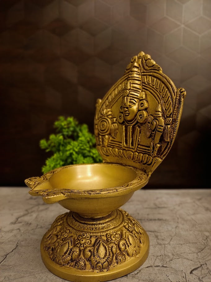Premium Brass Perumal Diya | Divine Vishnu Namam Deepam for Vastu & Luxury Pooja Decor