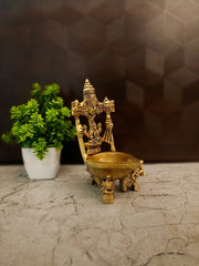 Brass Perumal with Lakshmi Diya | Divine Vishnu Lakshmi Oil Lamp for Pooja & Vastu