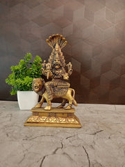 Premium Brass Goddess Prithiyankara Devi Idol | Fierce Lion-Faced Deity for Vastu & Ultimate Protection