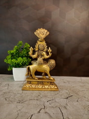Premium Brass Goddess Prithiyankara Devi Idol | Fierce Lion-Faced Deity for Vastu & Ultimate Protection