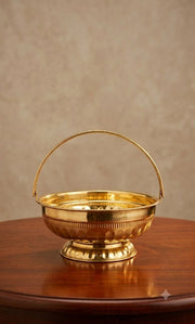 Premium Brass Pooja Basket | Antique Engraved Flower Gatherer for Sacred Mandir & Daily Rituals (India)