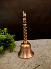 Premium Polished Brass Pooja Bell with Laser Etching | High-Resonance Ghanti for Vastu & Mandir Devotion