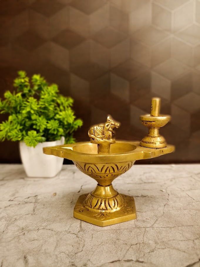 Premium Brass Pradosha Diya | Sacred Shiva Nandi Deepam for Vastu