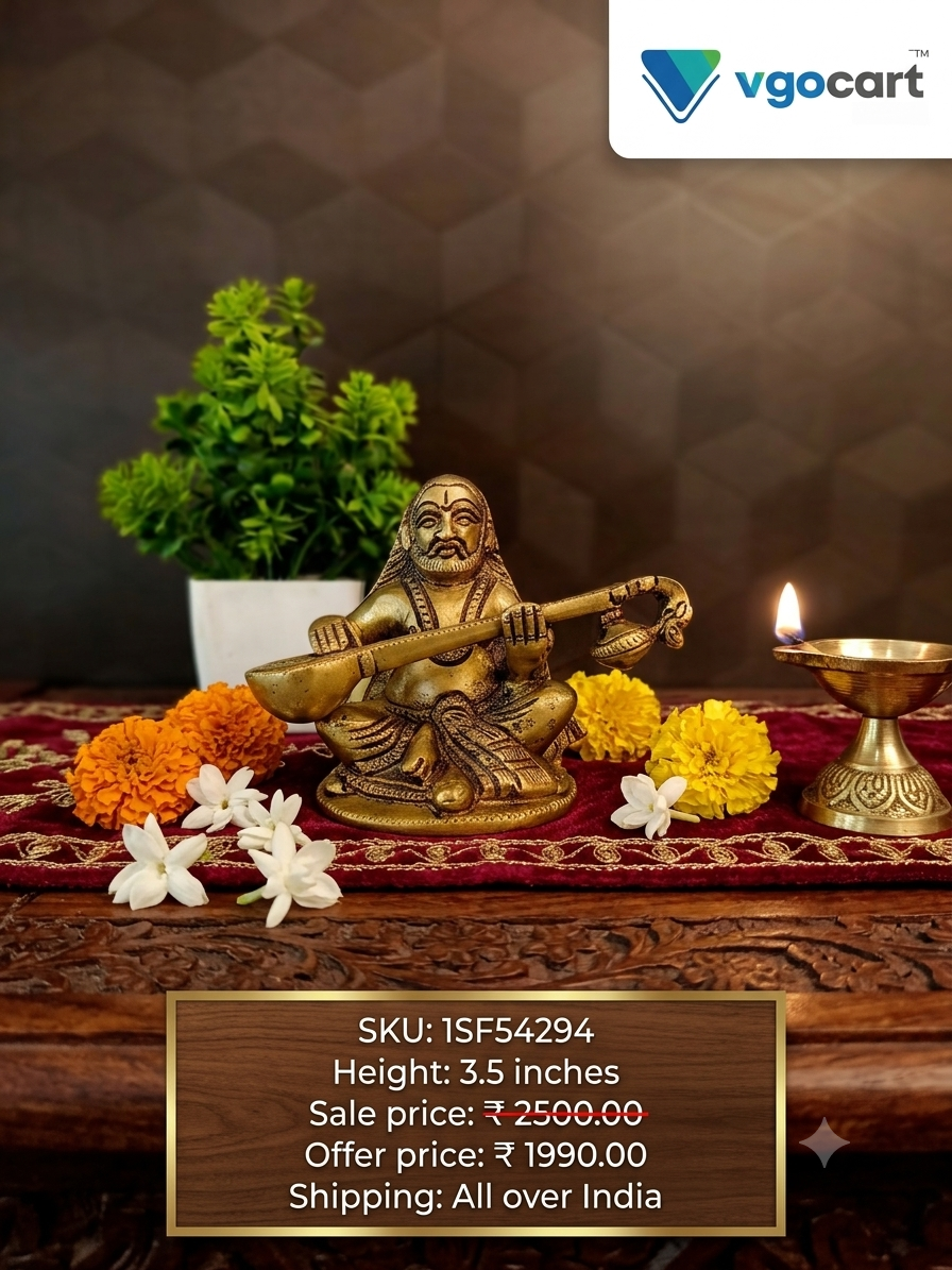 Authentic Brass Sri Raghavendra Swamy Murti | Divine Mantralayam Guru Idol for Vastu & Heritage Decor